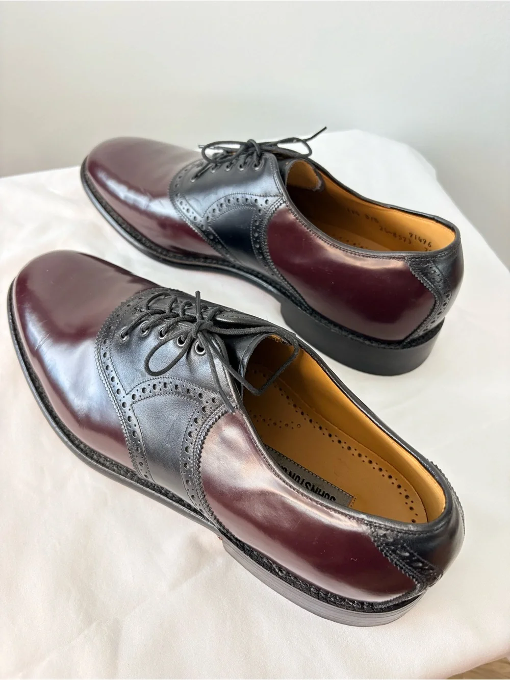 Johnston & Murphy Vintage Two-Tone Leather Saddle Oxfords (11.5 D) - NWOB